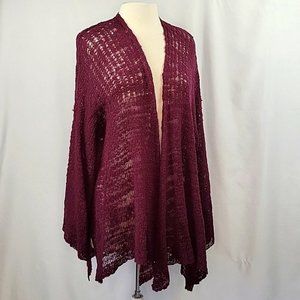 Free People "In My Element" Open Cardigan Plum Size XS